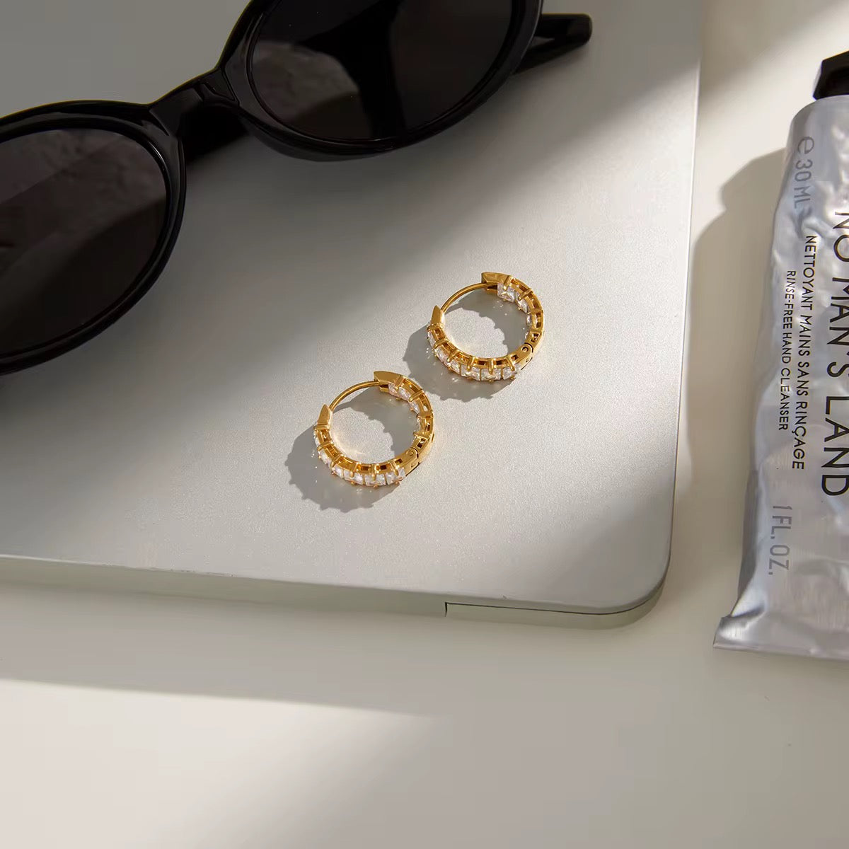 Diamond Band Tennis Earrings Gold