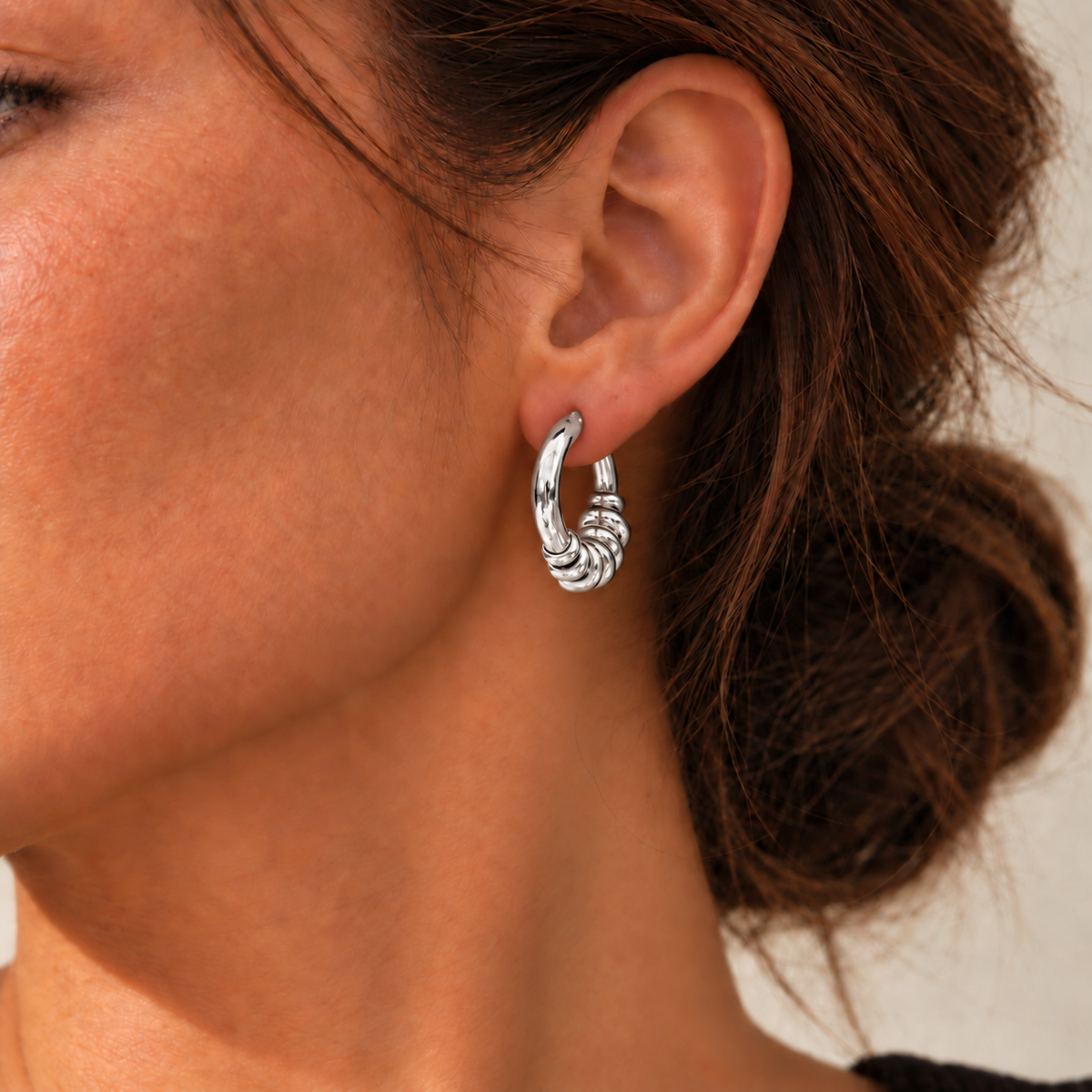 Miss Halo Hoop Earrings Silver