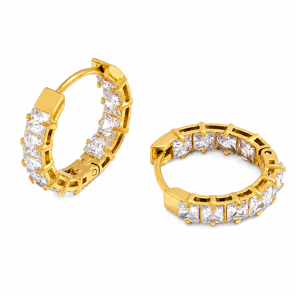 Diamond Band Tennis Earrings Gold